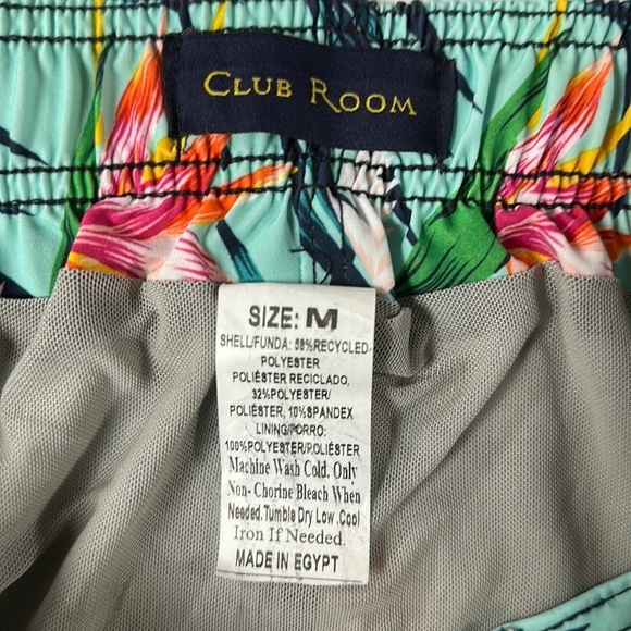 CLUB Room men's green/ blue Hawaiian  lined cargo style swim trunks. size M NWOT - Picture 2 of 7